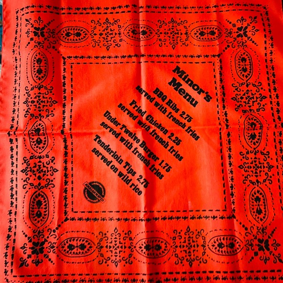 1970s Menu Print Bandana Cloth Napkin AMALGAMATED EATING & Drinking Restaurant - Picture 4 of 4